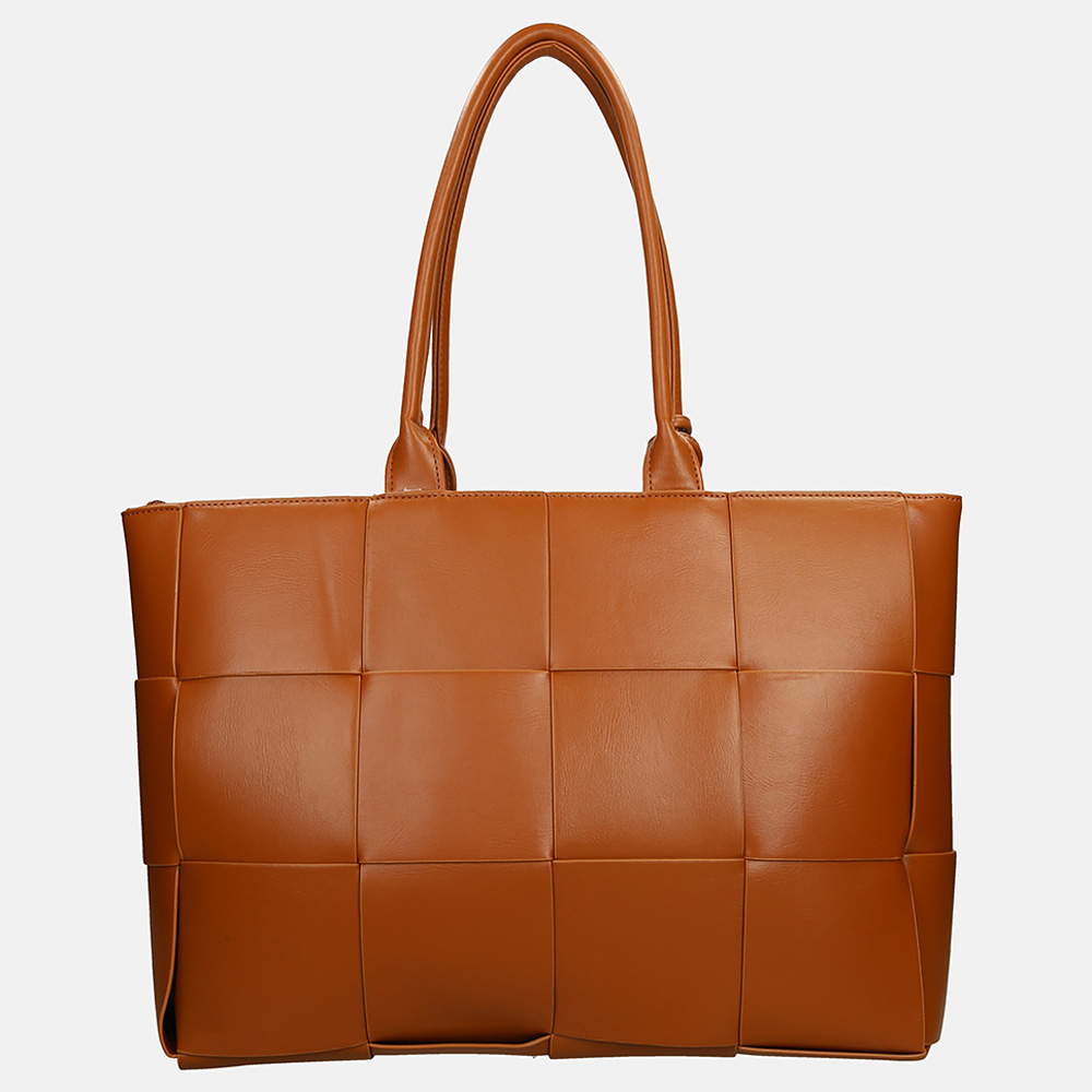 Firenze gevlochten shopper large cognac bij Duifhuizen