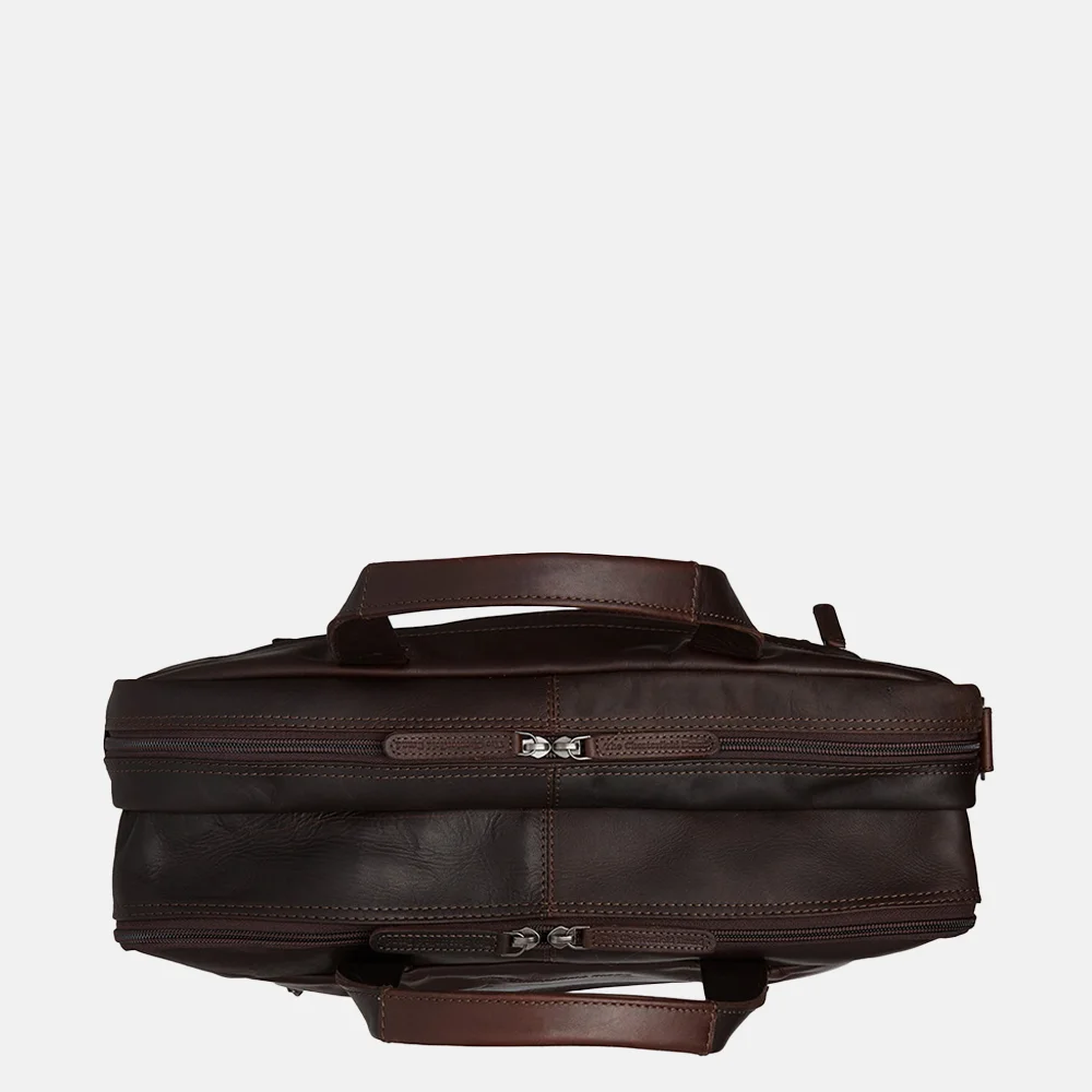 Chesterfield Ryan laptoptas 17 inch dark brown bij Duifhuizen
