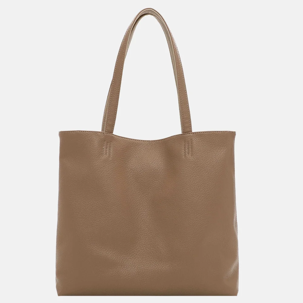 Emily & Noah Eva bag-in-bag shopper reversible taupe/creme bij Duifhuizen