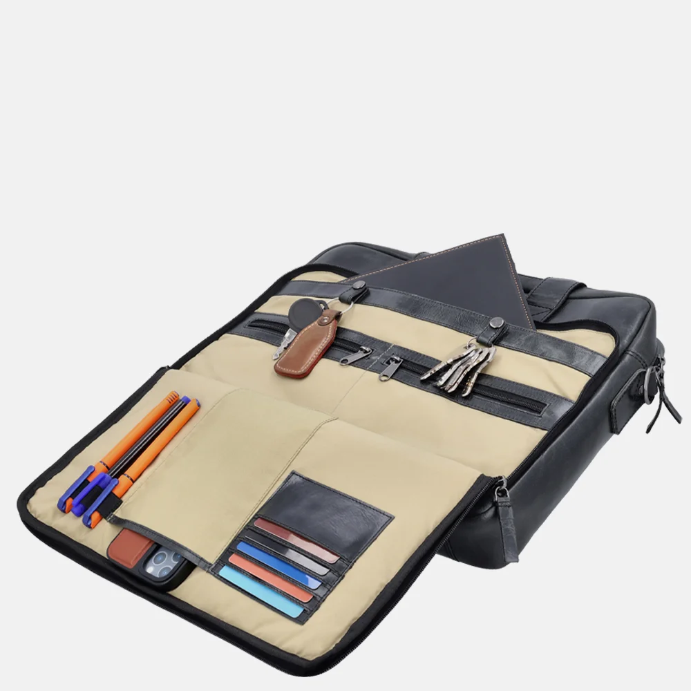 Hide & Stitches Next Navajo laptoptas 15.6 inch zwart bij Duifhuizen