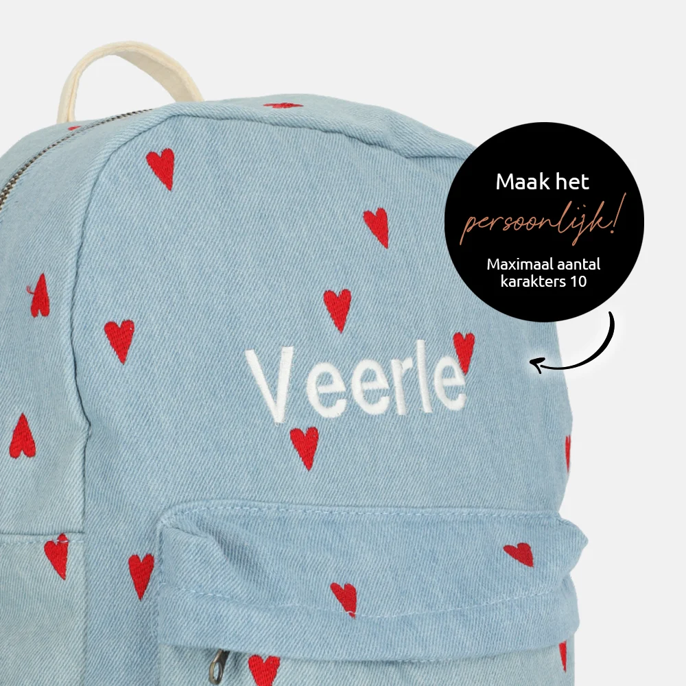 Studio Noos Denim Hearts kinderrugzak denim bij Duifhuizen