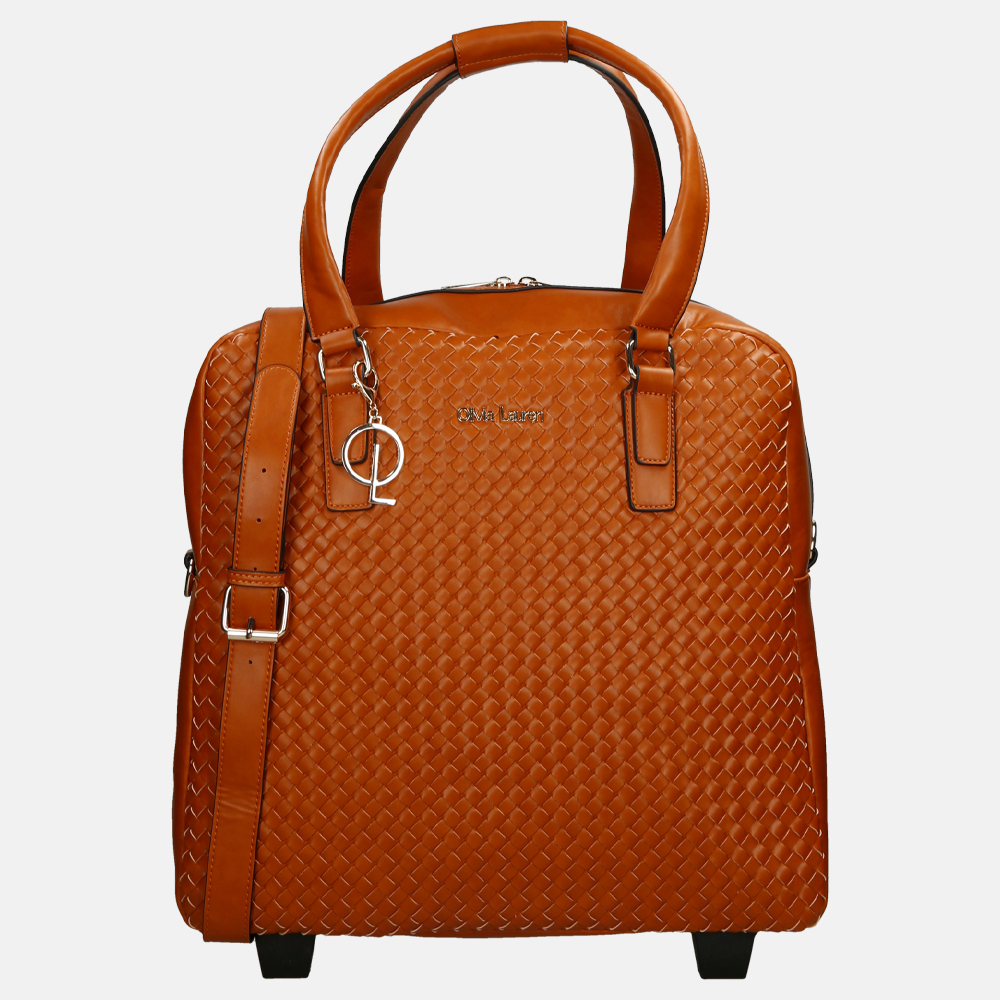 Olivia Lauren business trolley cognac bij Duifhuizen