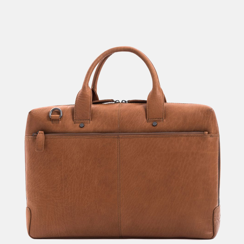 Businesstas Flint 15.6 inch cognac bij Duifhuizen