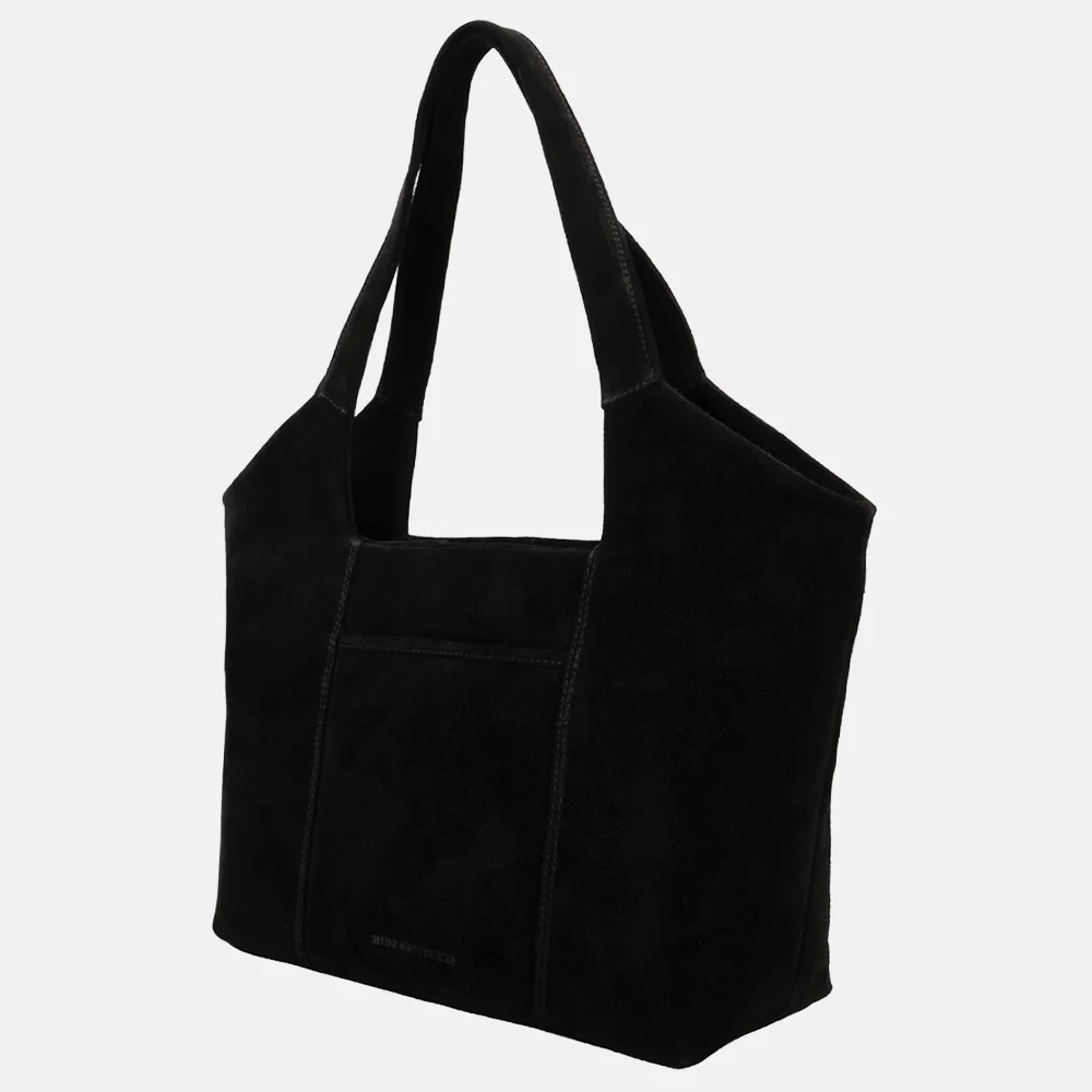 Hide & Stitches Brazos suede shopper L zwart bij Duifhuizen