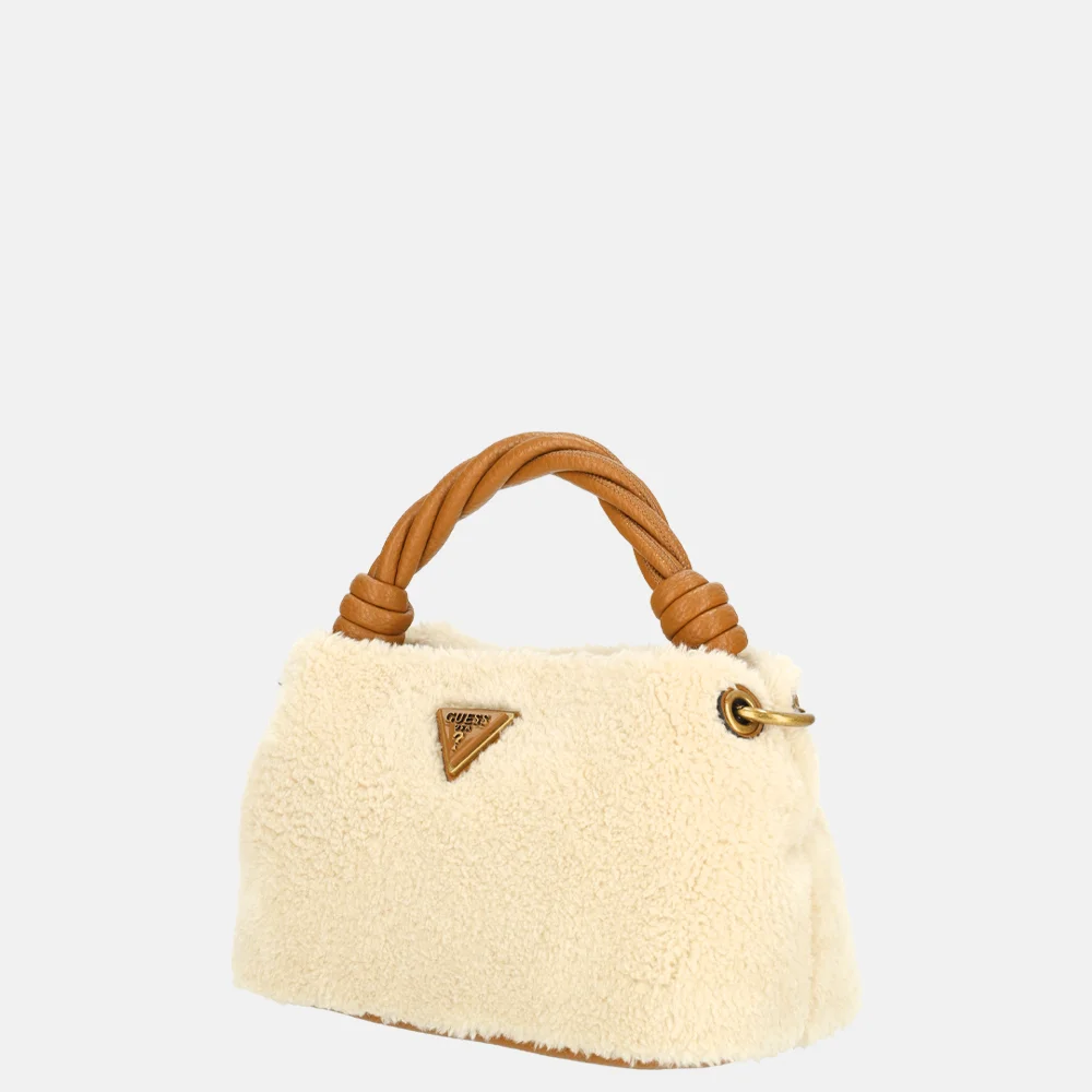 Guess Shaida top handle crossbody tas natural/cognac bij Duifhuizen
