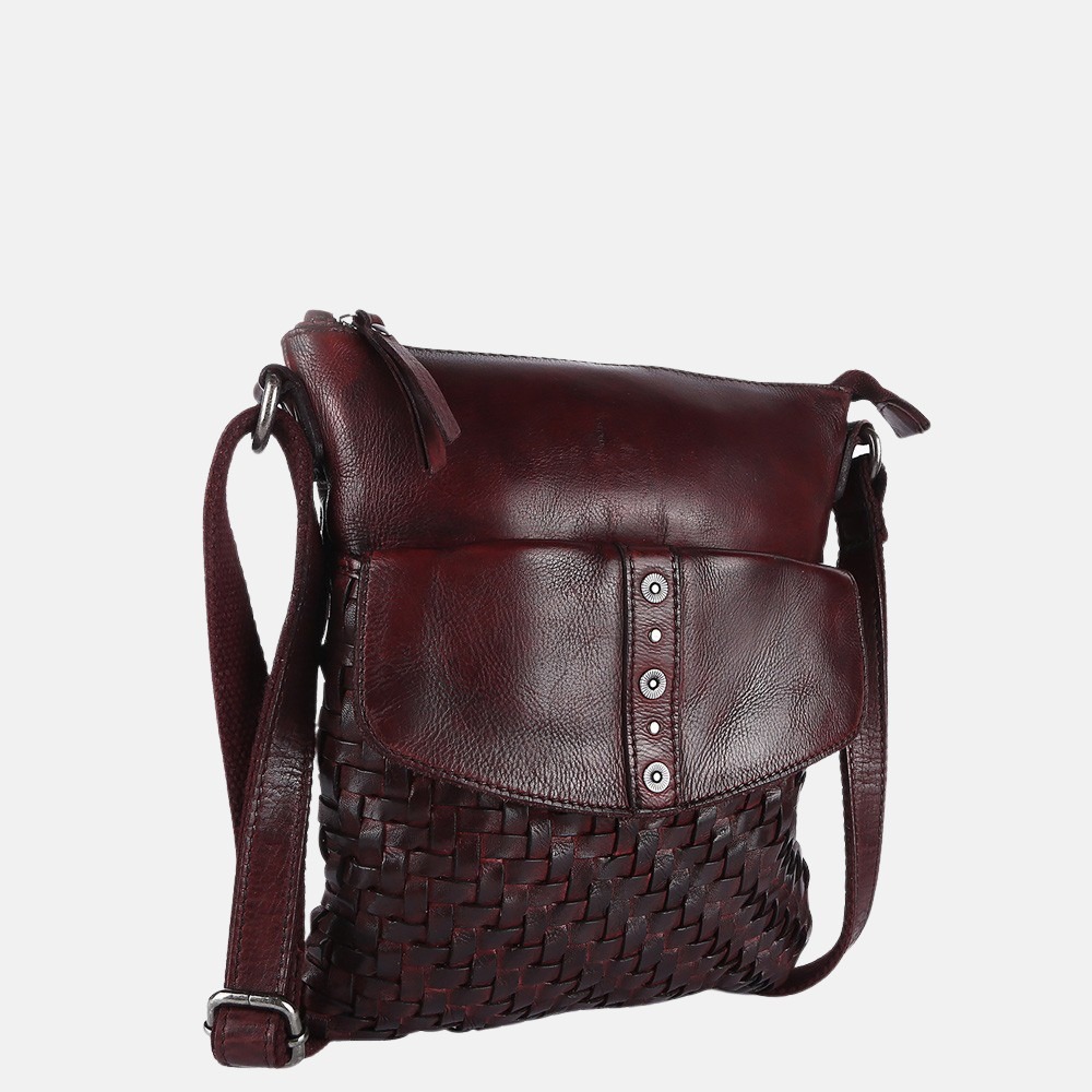 Genicci Desna schoudertas dark brown bij Duifhuizen