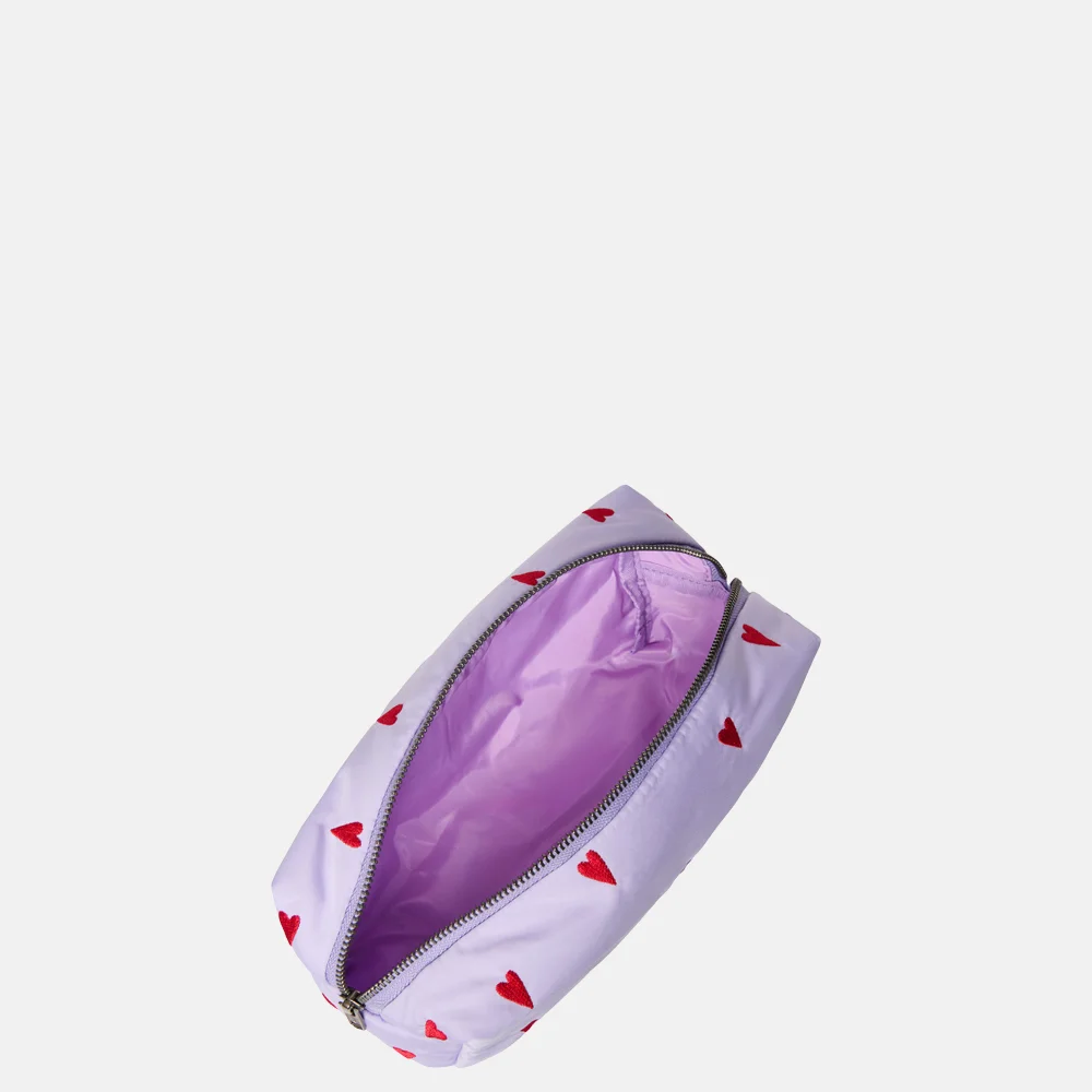 Studio Noos Puffy toilettas purple hearts bij Duifhuizen