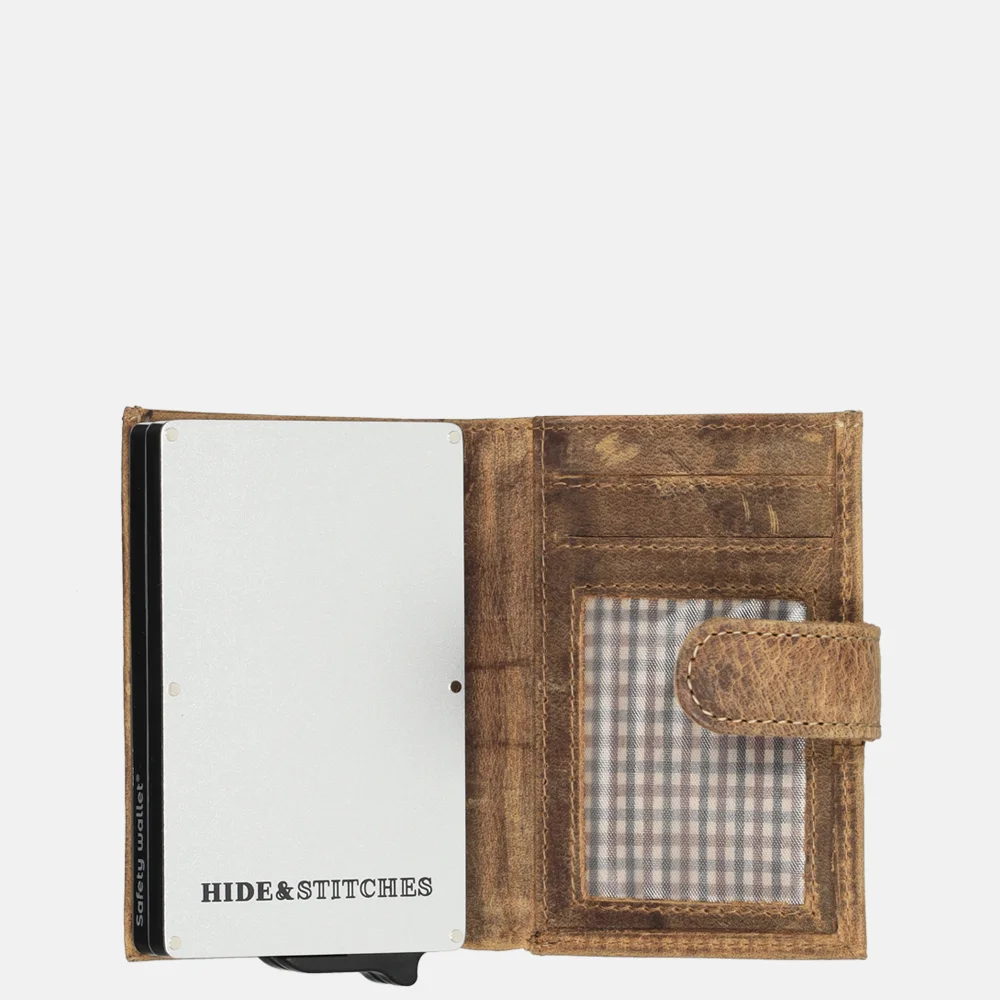 Hide & Stitches dubbele pasjeshouder bruin bij Duifhuizen