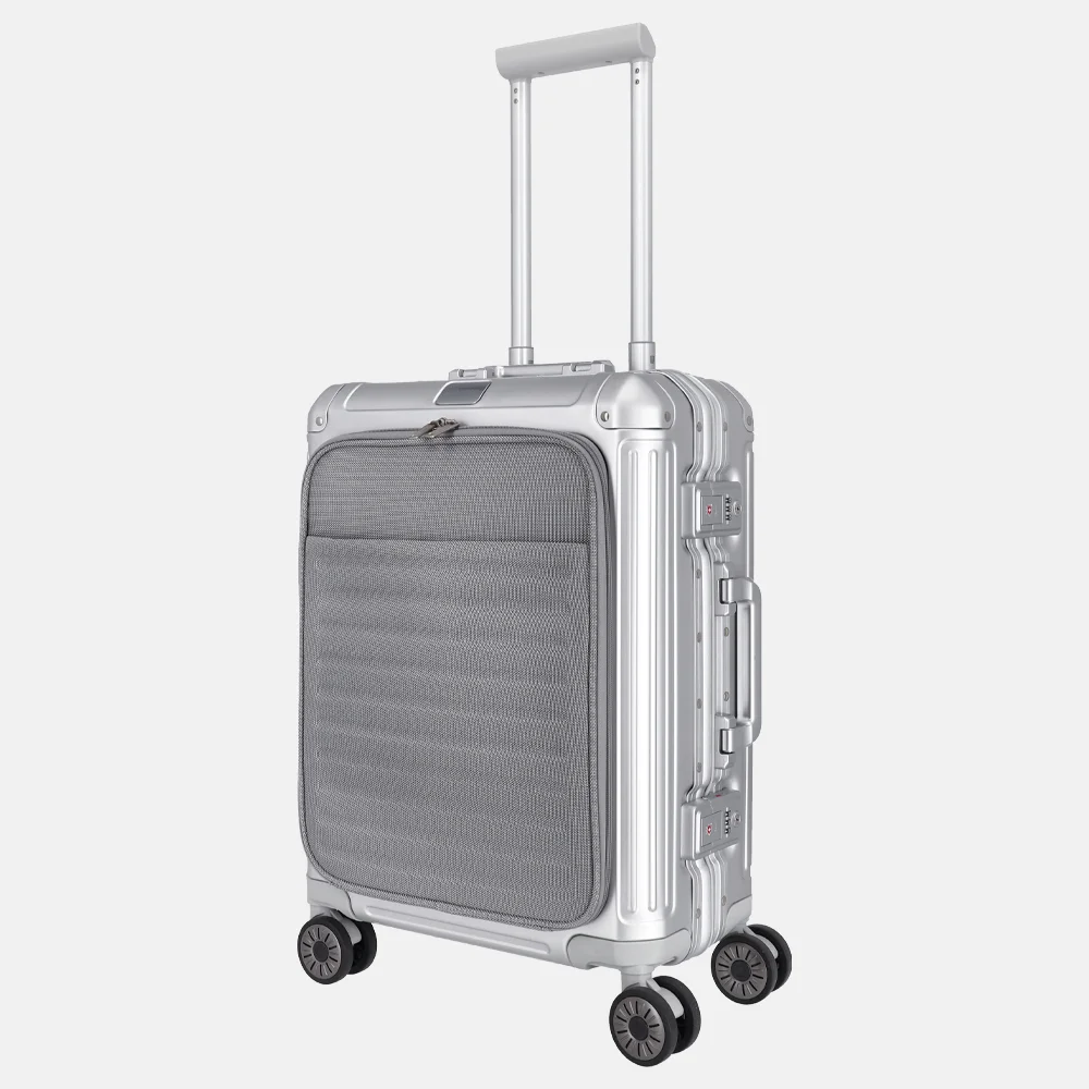 Travelite Next Frontpocket handbagage koffer 55 cm silver bij Duifhuizen