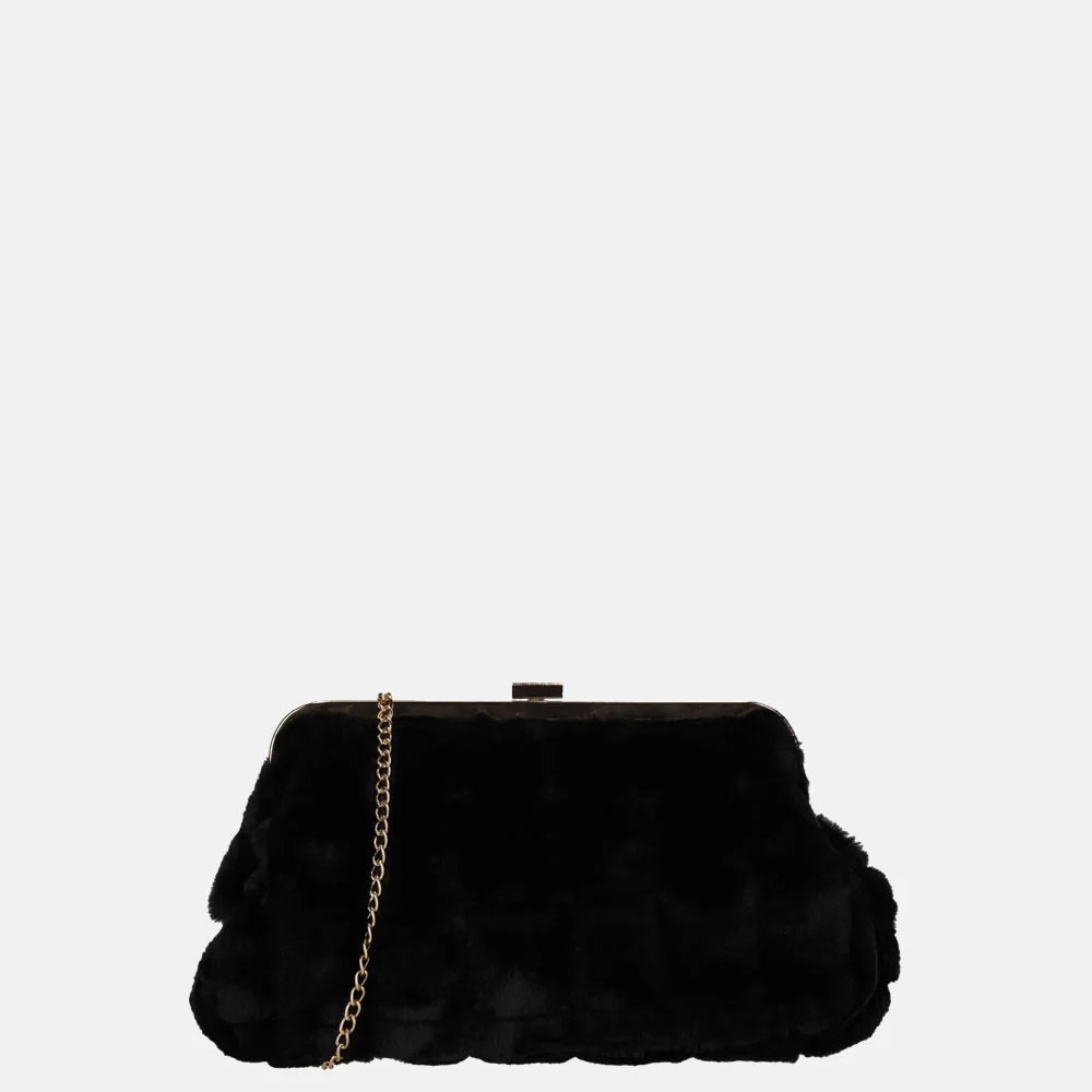 Firenze faux fur clutch L black bij Duifhuizen