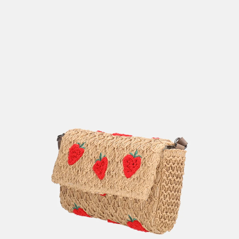 Zebra Trends rieten crossbody tas strawberry bij Duifhuizen