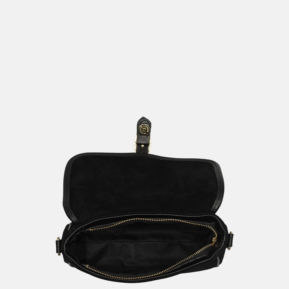 Charm London flap crossbody tas suede zwart bij Duifhuizen