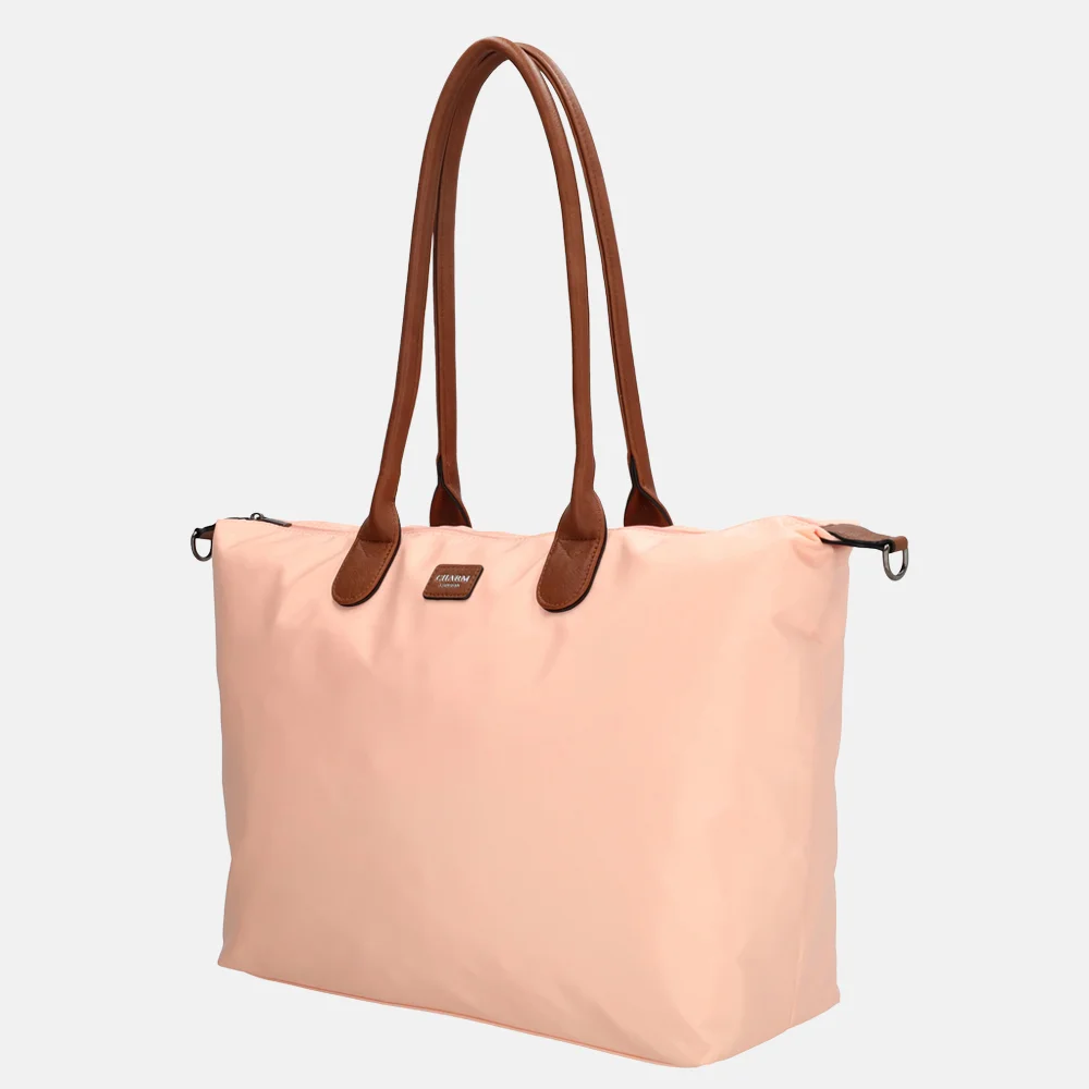 Charm London Buckingham shopper met 15.6 inch laptopvak L soft pink bij Duifhuizen