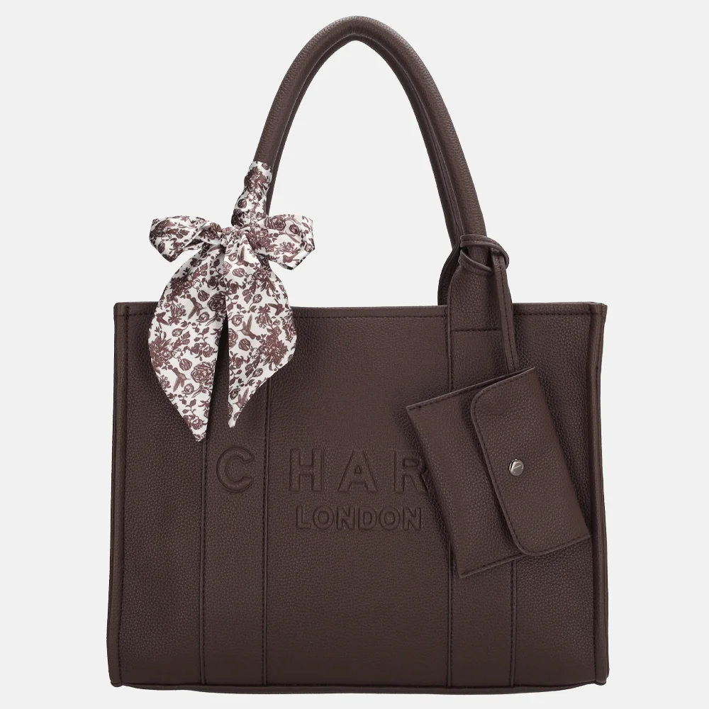 Charm London Debossed shopper M donkerbruin bij Duifhuizen