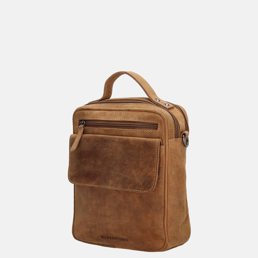 Hide & Stitches schoudertas brown bij Duifhuizen