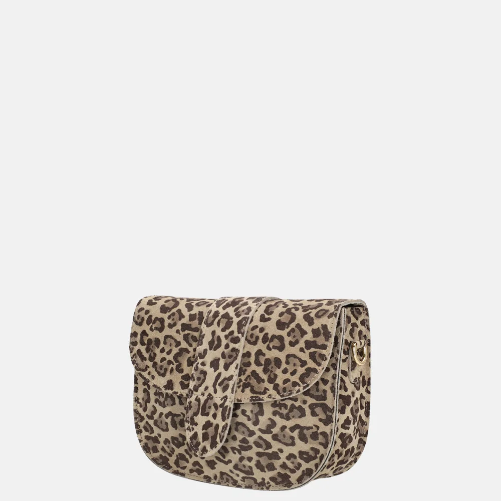 Charm London suede crossbody tas luipaard bij Duifhuizen