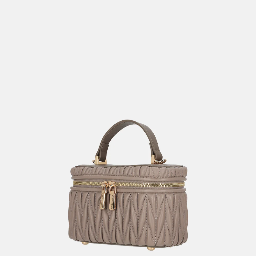 Daniele Donati Tonnetje smocked handtas taupe bij Duifhuizen