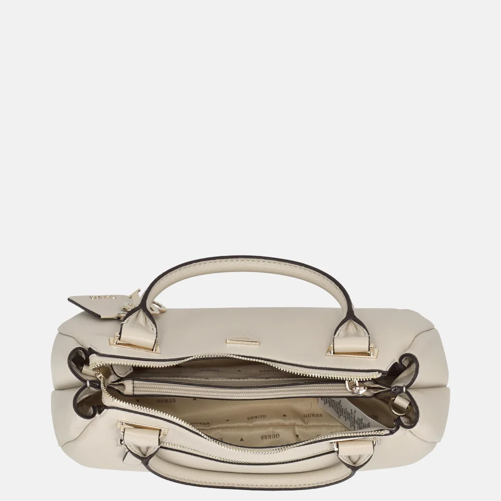 Guess Evie triple comp satchel handtas light taupe bij Duifhuizen