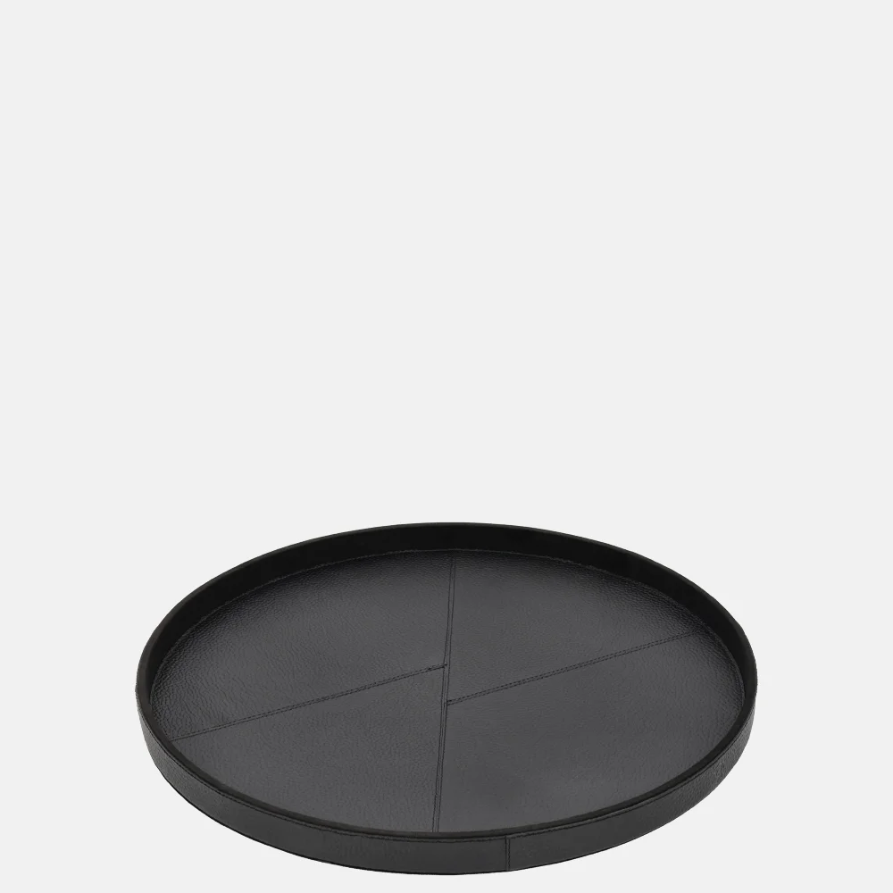 Chamada leren dienblad rond effen M black bij Duifhuizen