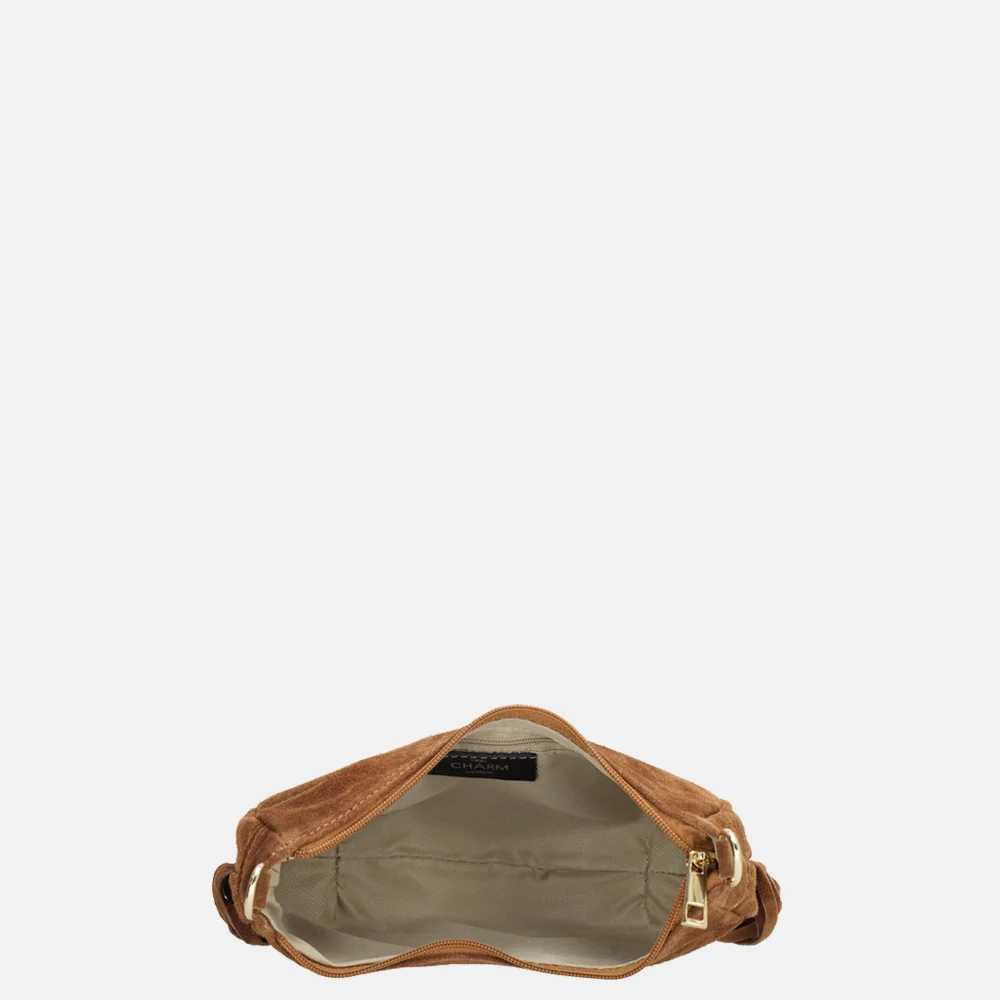 Charm London suède crossbody tas S franjes cognac bij Duifhuizen