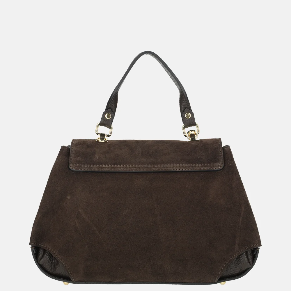 Charm London overslag handtas suede donkerbruin bij Duifhuizen