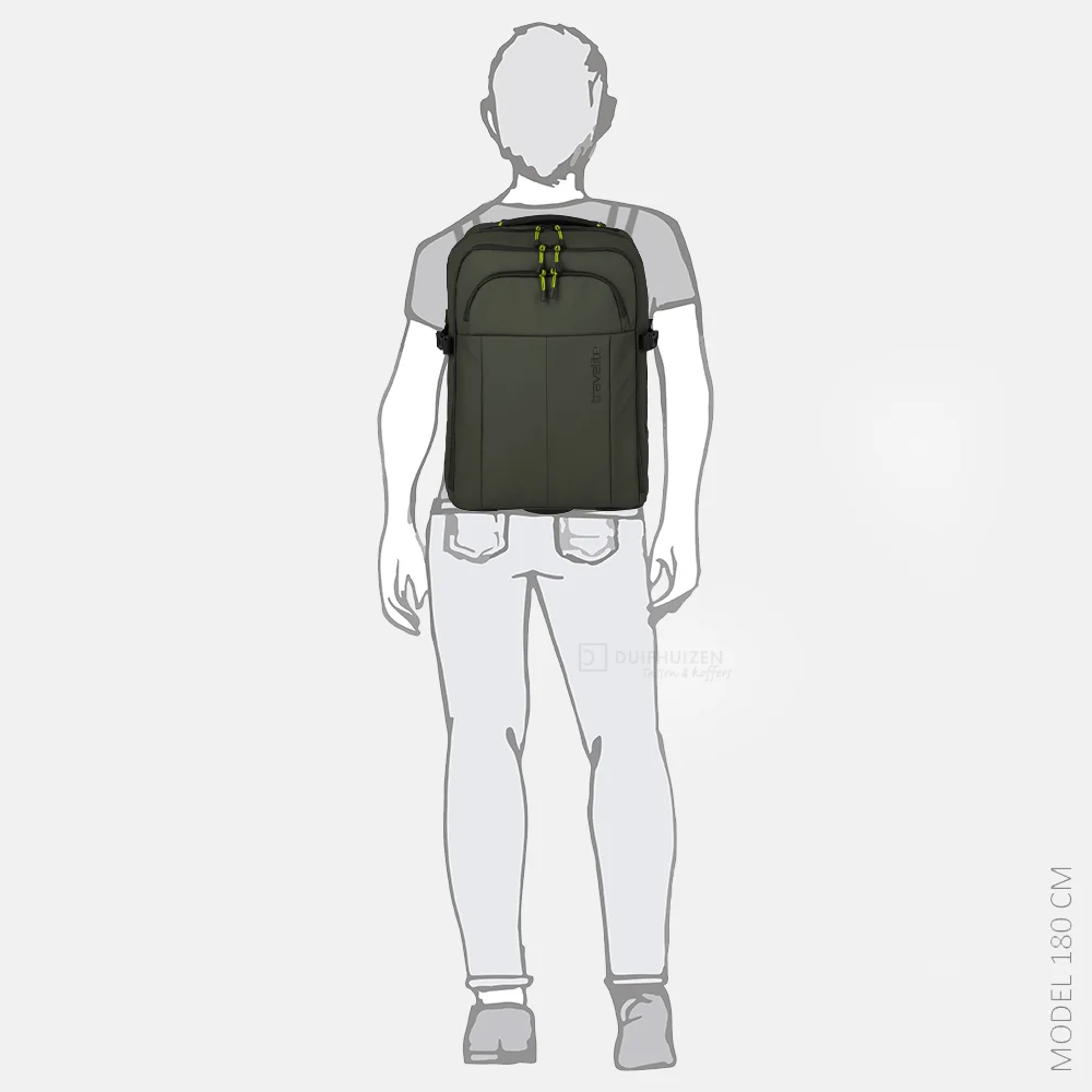 Travelite Briize trolley rugzak khaki bij Duifhuizen