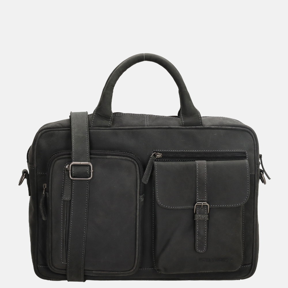 Hide & Stitches laptoptas 15.6 inch black bij Duifhuizen