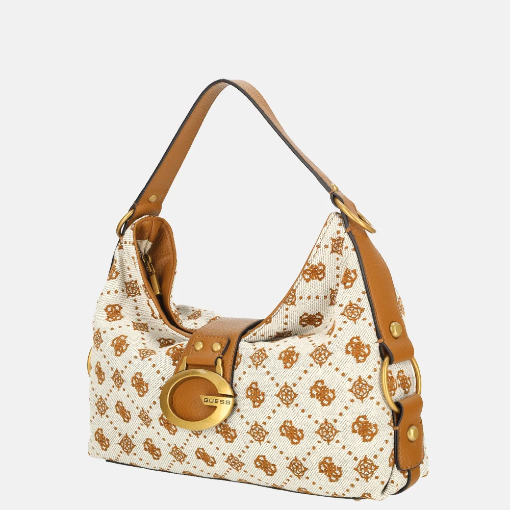 Guess Camden schoudertas cognac logo bij Duifhuizen