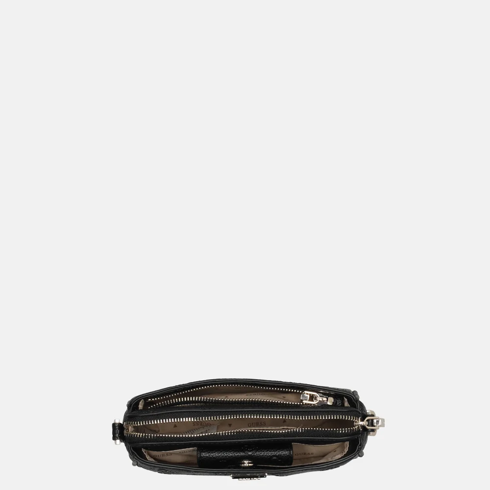 Guess Cresidia II mini crossbody top zipper Black Logo bij Duifhuizen
