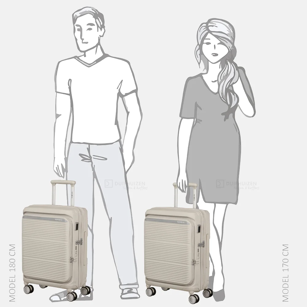 Samsonite Paralux HS Spinner handbagage koffer expendable 55 cm stone grey bij Duifhuizen