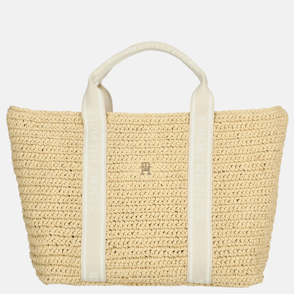 Tommy Hilfiger Riet Spring logo shopper beige