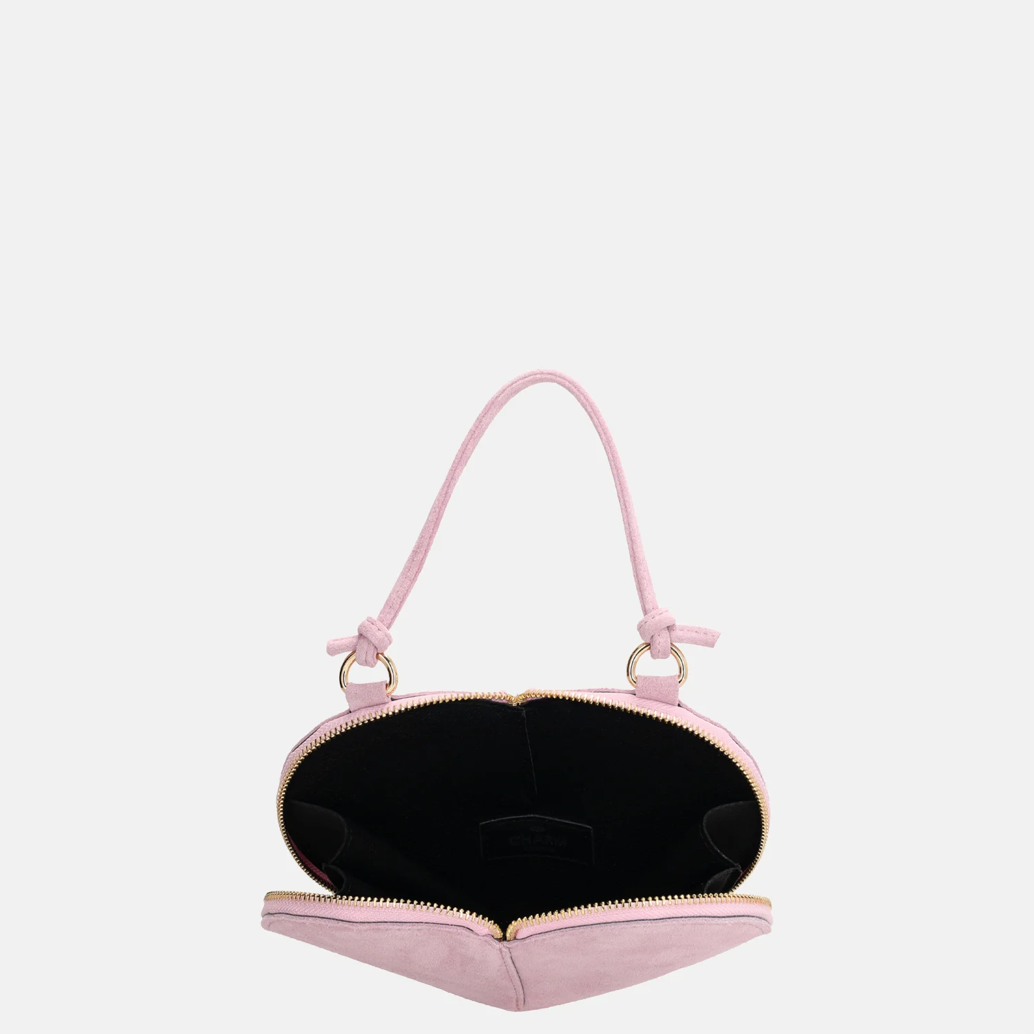 Charm London clutch suede roze bij Duifhuizen