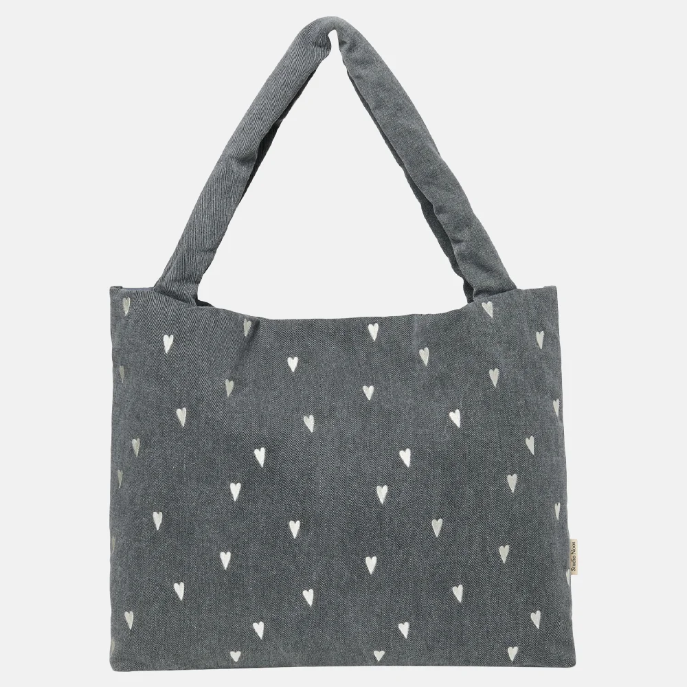 Studio Noos Denim Hearts Mom bag shopper grey denim