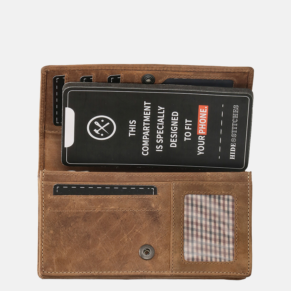 Hide & Stitches Idaho portemonnee brown bij Duifhuizen