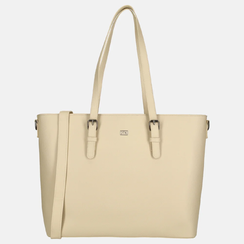 Duifhuizen Saffiano shopper met laptopvak L beige