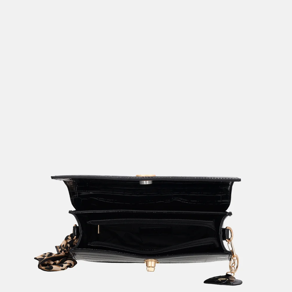 Charm London Knightsbridge schoudertas croco lak zwart bij Duifhuizen