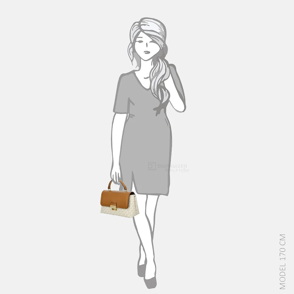 Michael Kors Tribeca satchel handtas M vanilla/acorn bij Duifhuizen