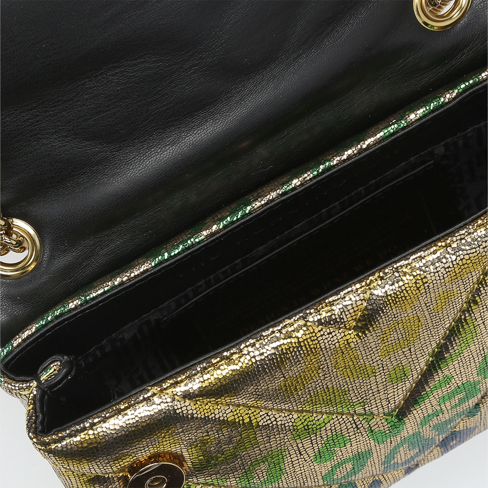 Kurt Geiger leather mini Kensington crossbody tas panther gold/comb  bij Duifhuizen