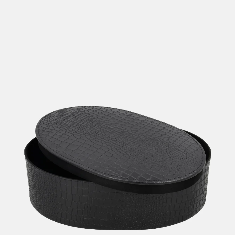 Chamada leren opbergbox ovaal croco large black