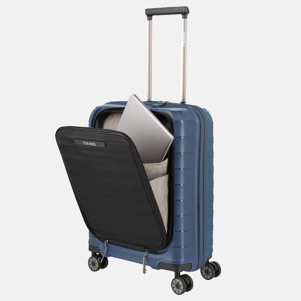 Travelite Mooby frontpocket handbagage koffer 55 cm blue bij Duifhuizen