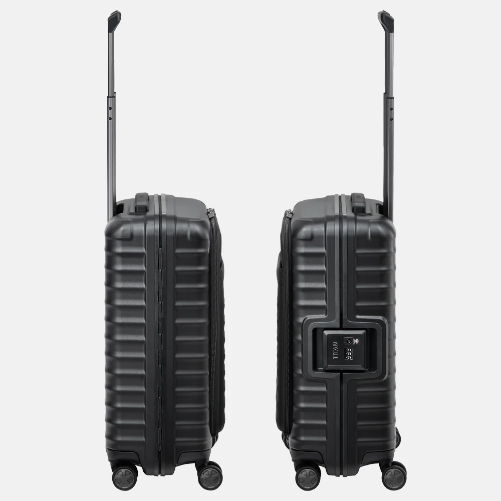 Titan Litron frame frontpocket handbagage koffer 55 cm black bij Duifhuizen
