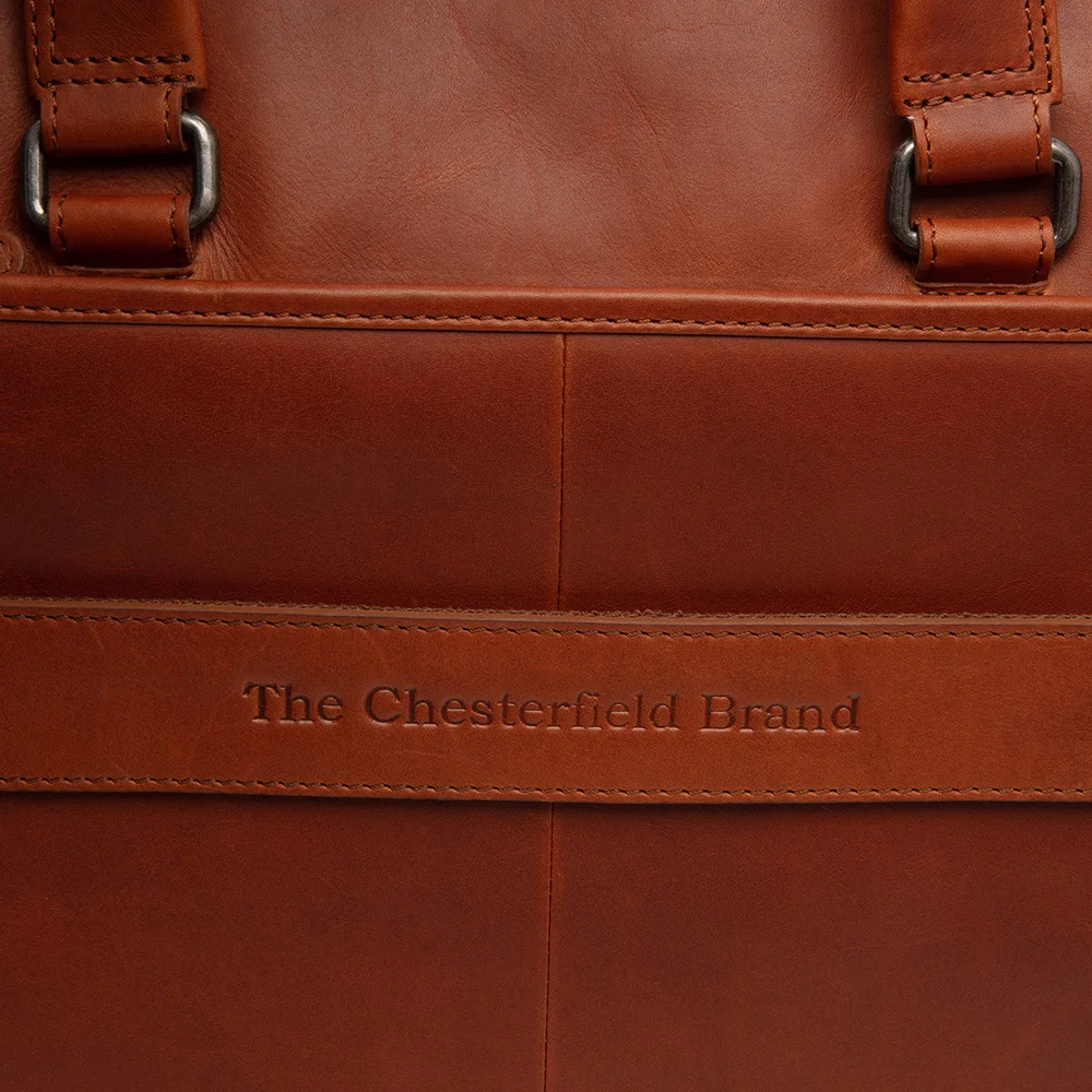 Chesterfield Elvas laptoptas 14 inch cognac bij Duifhuizen