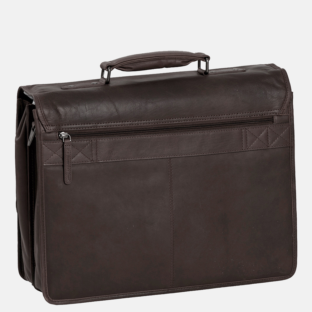 Chesterfield Shay aktetas 15.6 inch dark brown bij Duifhuizen