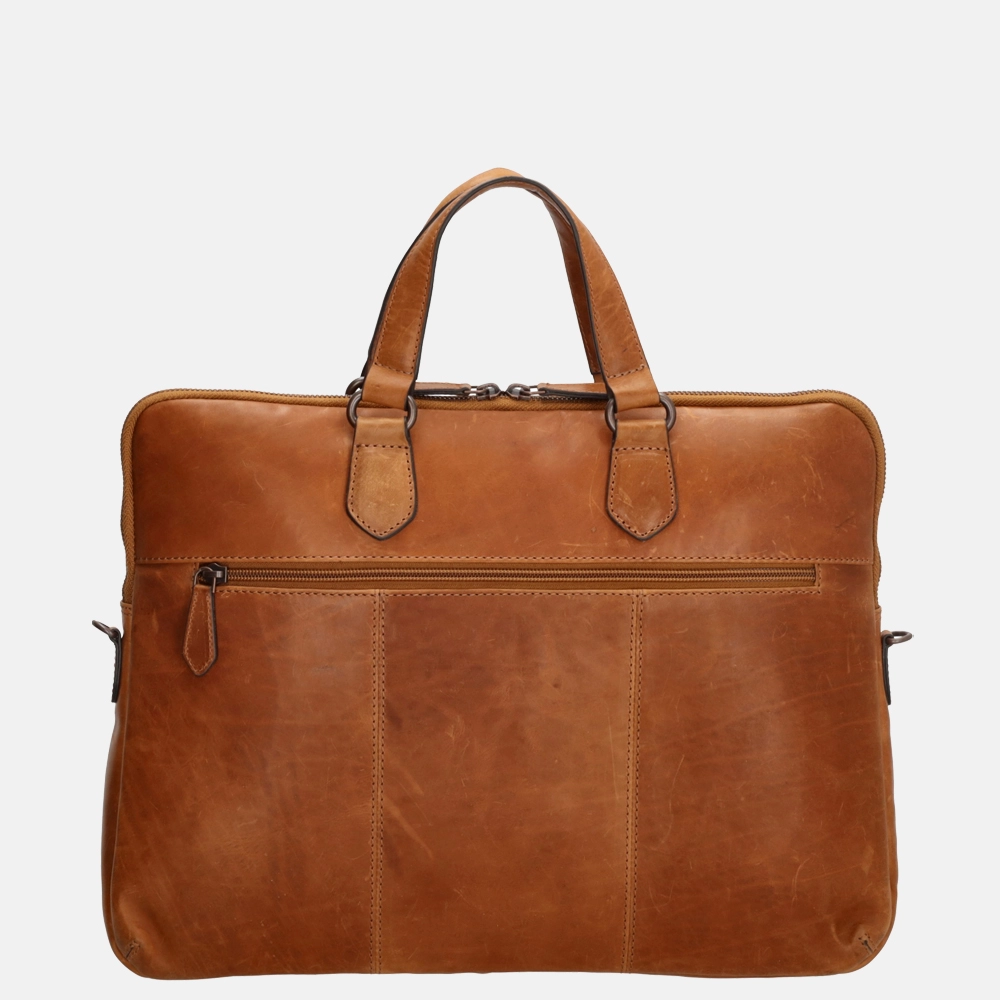 Genicci Dickens laptoptas 15 inch cognac bij Duifhuizen