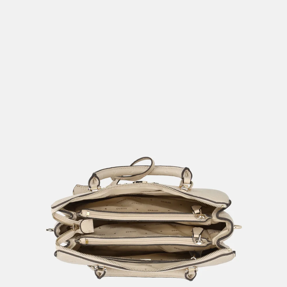 Guess Dita handtas light taupe Logo bij Duifhuizen