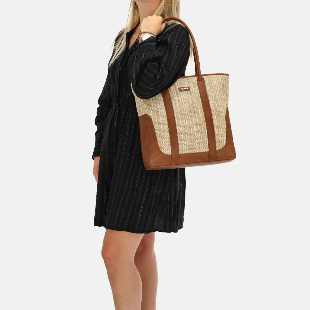 Charm London Hillingdon shopper beige/cognac bij Duifhuizen