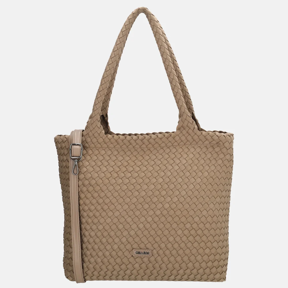 Charm London  Madera shopper gevlochten neopreen taupe