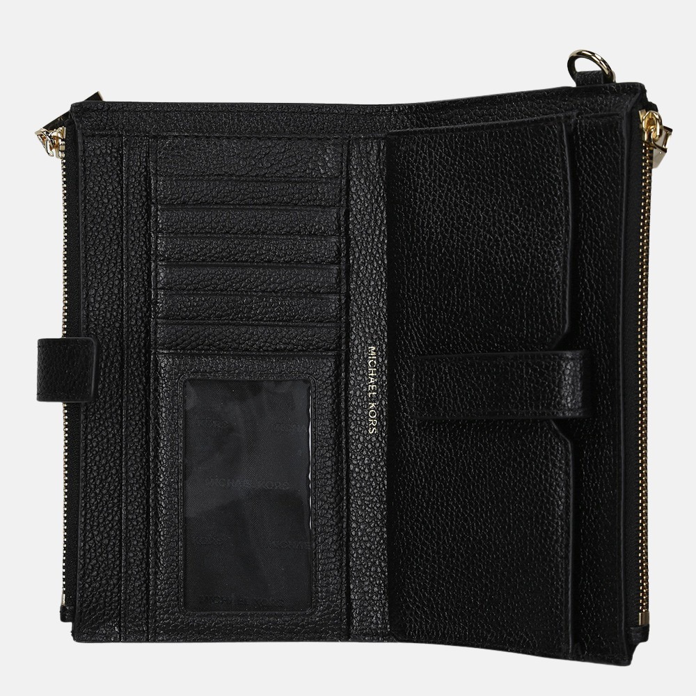 Michael Kors Jet Set Double Zip Wristlet portemonnee black bij Duifhuizen