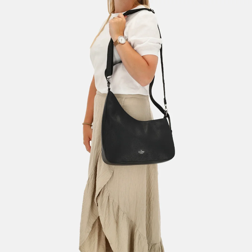 Charm London Mondmarte schoudertas zwart bij Duifhuizen