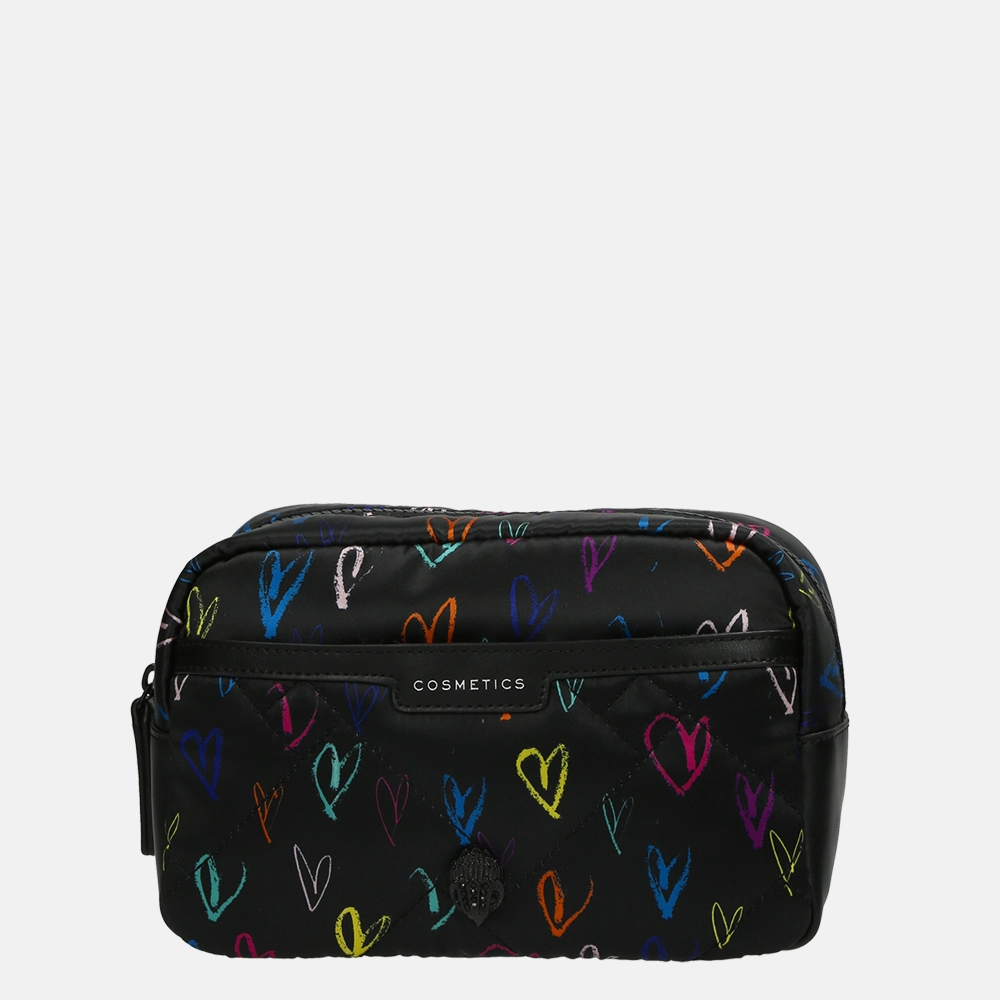 Kurt Geiger Recycled Cosmetic Pouch make-up tas hartjes black/other nylon